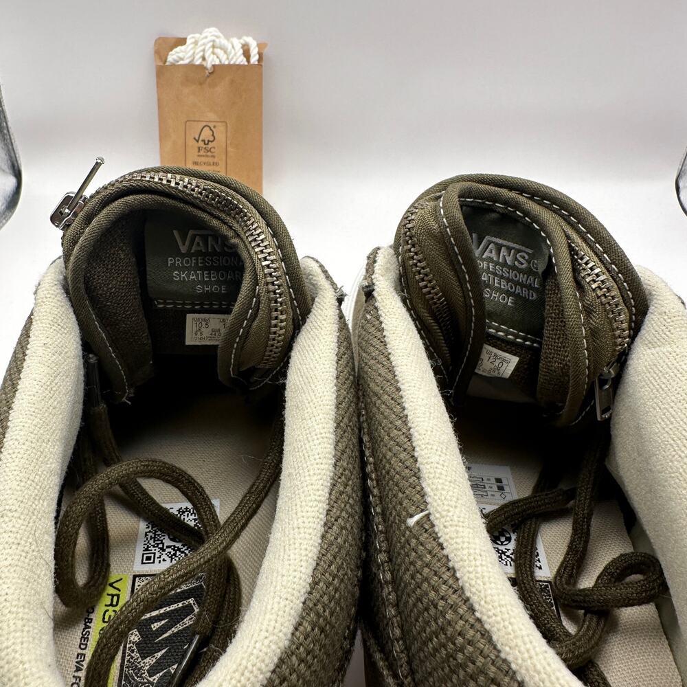 Vans Mens 10.5 Half Cab Skateboard Shoes Olive Green Roughly Linen - Picture 8 of 8